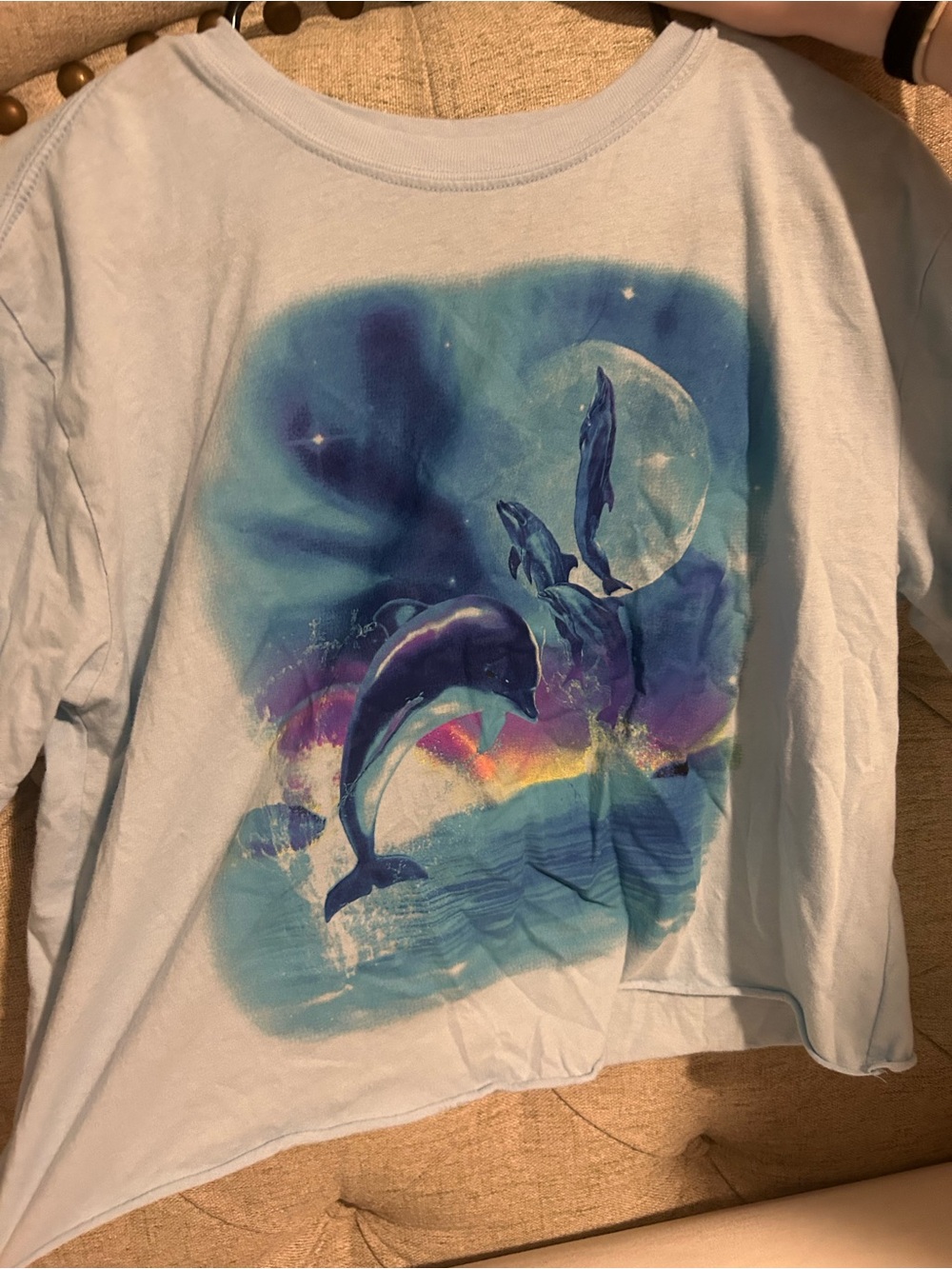 Mighty Fine Light Blue Dolphin Graphic Tee